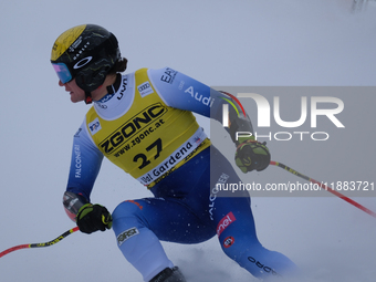 Giovanni Franzoni of Team Italy competes during the Audi FIS Alpine Ski World Cup, Men's Super Giant race on Saslong Slope in Val Gardena, B...