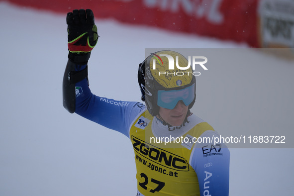 Giovanni Franzoni of Team Italy competes during the Audi FIS Alpine Ski World Cup, Men's Super Giant race on Saslong Slope in Val Gardena, B...