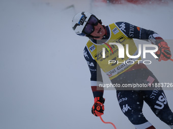 Sam Morse of Team United States competes during the Audi FIS Alpine Ski World Cup, Men's Super Giant race on Saslong Slope in Val Gardena, B...