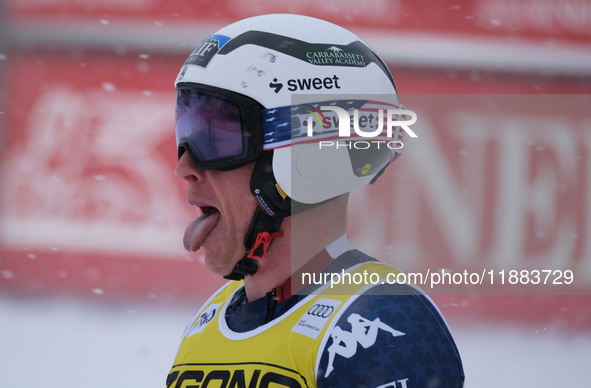 Sam Morse of Team United States competes during the Audi FIS Alpine Ski World Cup, Men's Super Giant race on Saslong Slope in Val Gardena, B...