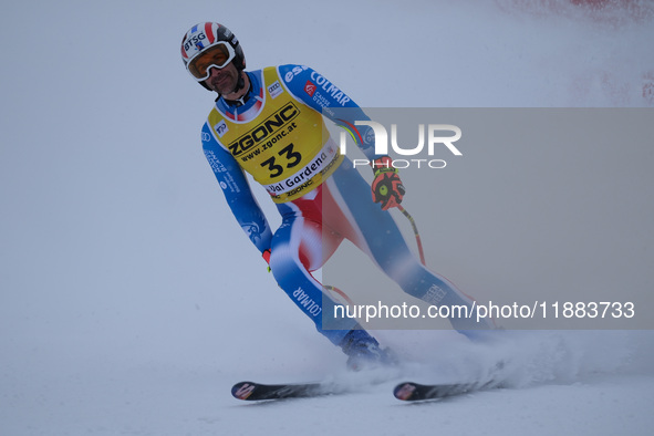 Adrien Theaux of Team France competes during the Audi FIS Alpine Ski World Cup, Men's Super Giant race on Saslong Slope in Val Gardena, Boze...