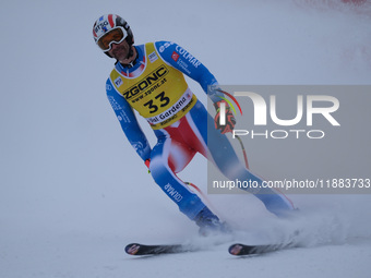 Adrien Theaux of Team France competes during the Audi FIS Alpine Ski World Cup, Men's Super Giant race on Saslong Slope in Val Gardena, Boze...