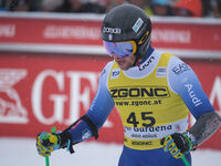 Nicolo Molteni of Team Italy competes during the Audi FIS Alpine Ski World Cup, Men's Super Giant race on Saslong Slope in Val Gardena, Boze...