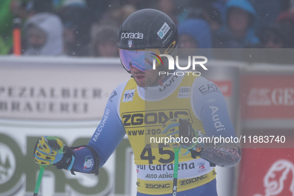 Nicolo Molteni of Team Italy competes during the Audi FIS Alpine Ski World Cup, Men's Super Giant race on Saslong Slope in Val Gardena, Boze...