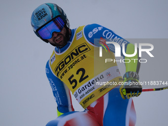 Matthieu Bailet of Team France competes during the Audi FIS Alpine Ski World Cup, Men's Super Giant race on Saslong Slope in Val Gardena, Bo...