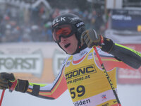 Luis Vogt of Team Germany competes during the Audi FIS Alpine Ski World Cup, Men's Super Giant race on Saslong Slope in Val Gardena, Bozen,...