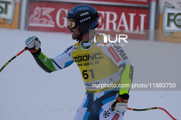 Miha Hrobat of Team Slovenia competes during the Audi FIS Alpine Ski World Cup, Men's Super Giant race on Saslong Slope in Val Gardena, Boze...