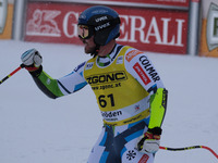 Miha Hrobat of Team Slovenia competes during the Audi FIS Alpine Ski World Cup, Men's Super Giant race on Saslong Slope in Val Gardena, Boze...