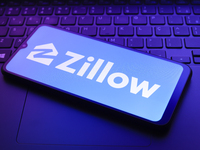 The Zillow Group, Inc. logo appears on a smartphone screen in this illustration photo in Reno, United States, on December 20, 2024. (