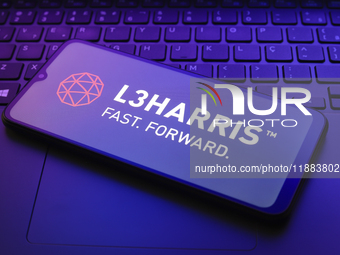 The L3Harris logo appears on a smartphone screen in this illustration photo in Reno, United States, on December 20, 2024. (