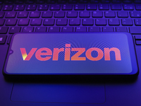 The Verizon Communications logo appears on a smartphone screen in this illustration photo in Reno, United States, on December 20, 2024. (