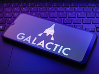 The Virgin Galactic logo appears on a smartphone screen in this illustration photo in Reno, United States, on December 20, 2024. (