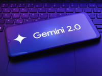 The Gemini 2.0 logo appears on a smartphone screen in this illustration photo in Reno, United States, on December 20, 2024. (