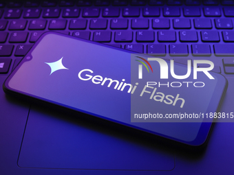 The Gemini Flash logo appears on a smartphone screen in this illustration photo in Reno, United States, on December 20, 2024. (