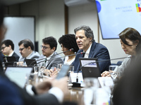 Finance Minister Fernando Haddad talks to journalists during a breakfast at the Finance Ministry in Brasilia, Brazil, on December 20, 2024....