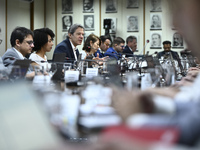 Finance Minister Fernando Haddad talks to journalists during a breakfast at the Finance Ministry in Brasilia, Brazil, on December 20, 2024....