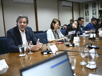 Finance Minister Fernando Haddad talks to journalists during a breakfast at the Finance Ministry in Brasilia, Brazil, on December 20, 2024....