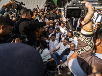 Indian Youth Congress supporters stage a protest against the state government over the death of a party worker in Guwahati, India, on Decemb...