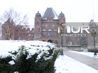 Toronto, in Ontario, Canada, on December 20, 2024, receives a light coating of snow. Around two centimeters of snow are anticipated to accum...