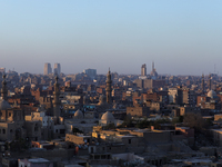 The sun sets in Old Cairo, Egypt, on December 20, 2024. (