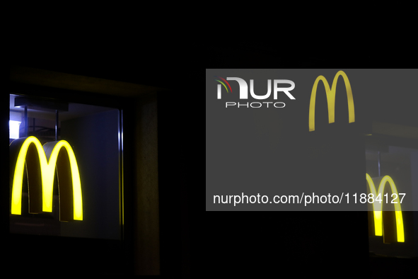 The McDonald's logo is seen on the street in Krakow, Poland, on December 3, 2024. (Photo Illustration by Klaudia Radecka/NurPhoto)