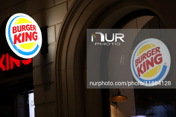 The Burger King logo is seen on the street in Krakow, Poland, on December 3, 2024. (Photo Illustration by Klaudia Radecka/NurPhoto)