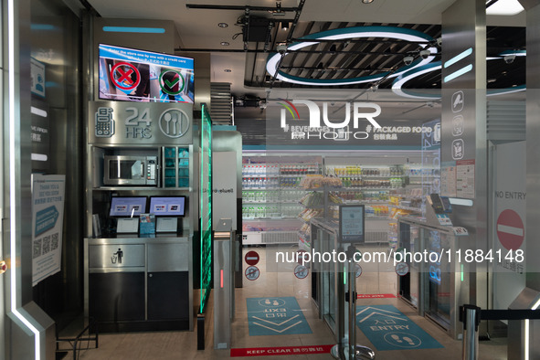 An automated minimart is in the Hong Kong International Airport in Hong Kong, China, on December 1, 2024. 