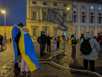 A demonstration takes place at Odeonsplatz in Munich, Germany, on December 20, 2024, in support of the people in Ukraine. The participants d...