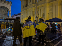 A demonstration takes place at Odeonsplatz in Munich, Germany, on December 20, 2024, in support of the people in Ukraine. The participants d...