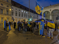 A demonstration takes place at Odeonsplatz in Munich, Germany, on December 20, 2024, in support of the people in Ukraine. The participants d...