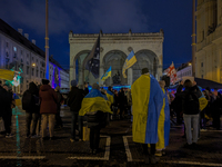 A demonstration takes place at Odeonsplatz in Munich, Germany, on December 20, 2024, in support of the people in Ukraine. The participants d...