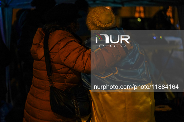 A demonstration takes place at Odeonsplatz in Munich, Germany, on December 20, 2024, in support of the people in Ukraine. The participants d...