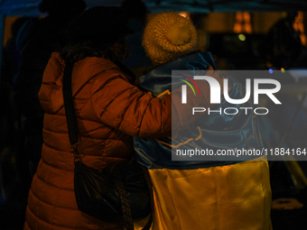 A demonstration takes place at Odeonsplatz in Munich, Germany, on December 20, 2024, in support of the people in Ukraine. The participants d...