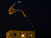 A demonstration takes place at Odeonsplatz in Munich, Germany, on December 20, 2024, in support of the people in Ukraine. The participants d...