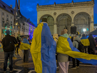 A demonstration takes place at Odeonsplatz in Munich, Germany, on December 20, 2024, in support of the people in Ukraine. The participants d...