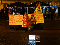 A demonstration takes place at Odeonsplatz in Munich, Germany, on December 20, 2024, in support of the people in Ukraine. The participants d...