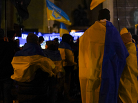 A demonstration takes place at Odeonsplatz in Munich, Germany, on December 20, 2024, in support of the people in Ukraine. The participants d...