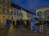 A demonstration takes place at Odeonsplatz in Munich, Germany, on December 20, 2024, in support of the people in Ukraine. The participants d...