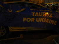 A demonstration takes place at Odeonsplatz in Munich, Germany, on December 20, 2024, in support of the people in Ukraine. The participants d...