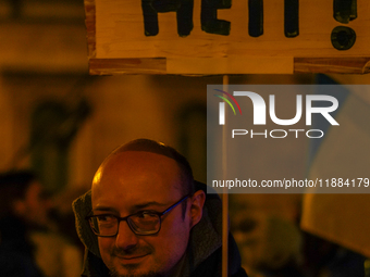 A demonstration takes place at Odeonsplatz in Munich, Germany, on December 20, 2024, in support of the people in Ukraine. The participants d...