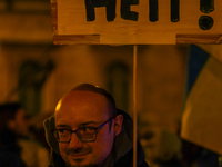 A demonstration takes place at Odeonsplatz in Munich, Germany, on December 20, 2024, in support of the people in Ukraine. The participants d...