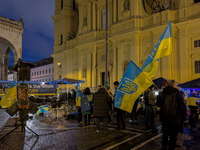 A demonstration takes place at Odeonsplatz in Munich, Germany, on December 20, 2024, in support of the people in Ukraine. The participants d...