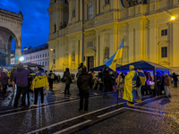 A demonstration takes place at Odeonsplatz in Munich, Germany, on December 20, 2024, in support of the people in Ukraine. The participants d...