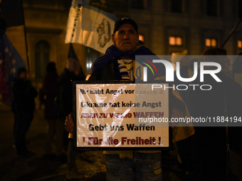 A demonstration takes place at Odeonsplatz in Munich, Germany, on December 20, 2024, in support of the people in Ukraine. The participants d...