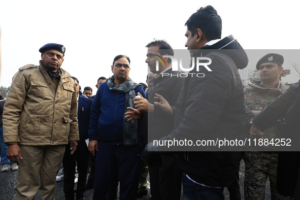 Rajasthan Chief Minister Bhajan Lal Sharma visits the site of the accident after a tanker loaded with LPG collides with some other vehicles...