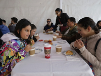 Blind people attend a meeting at the Guide Dog Training School for the Blind (I.A.P) in Mexico City, Mexico, on December 20, 2024. The schoo...