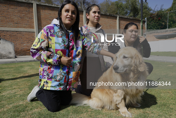 A group of blind people attends a meeting at the Guide Dog Training School for the Blind (I.A.P) in Mexico City, Mexico, on December 20, 202...