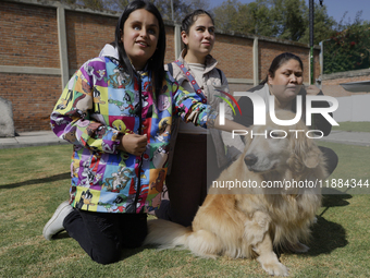 A group of blind people attends a meeting at the Guide Dog Training School for the Blind (I.A.P) in Mexico City, Mexico, on December 20, 202...