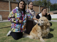 A group of blind people attends a meeting at the Guide Dog Training School for the Blind (I.A.P) in Mexico City, Mexico, on December 20, 202...