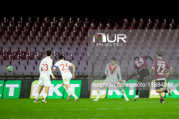 Jayden Braaf of US Salernitana during the Serie BKT match between US Salernitana and Brescia Calcio at Stadio Arechi on December 20, 2024 in...